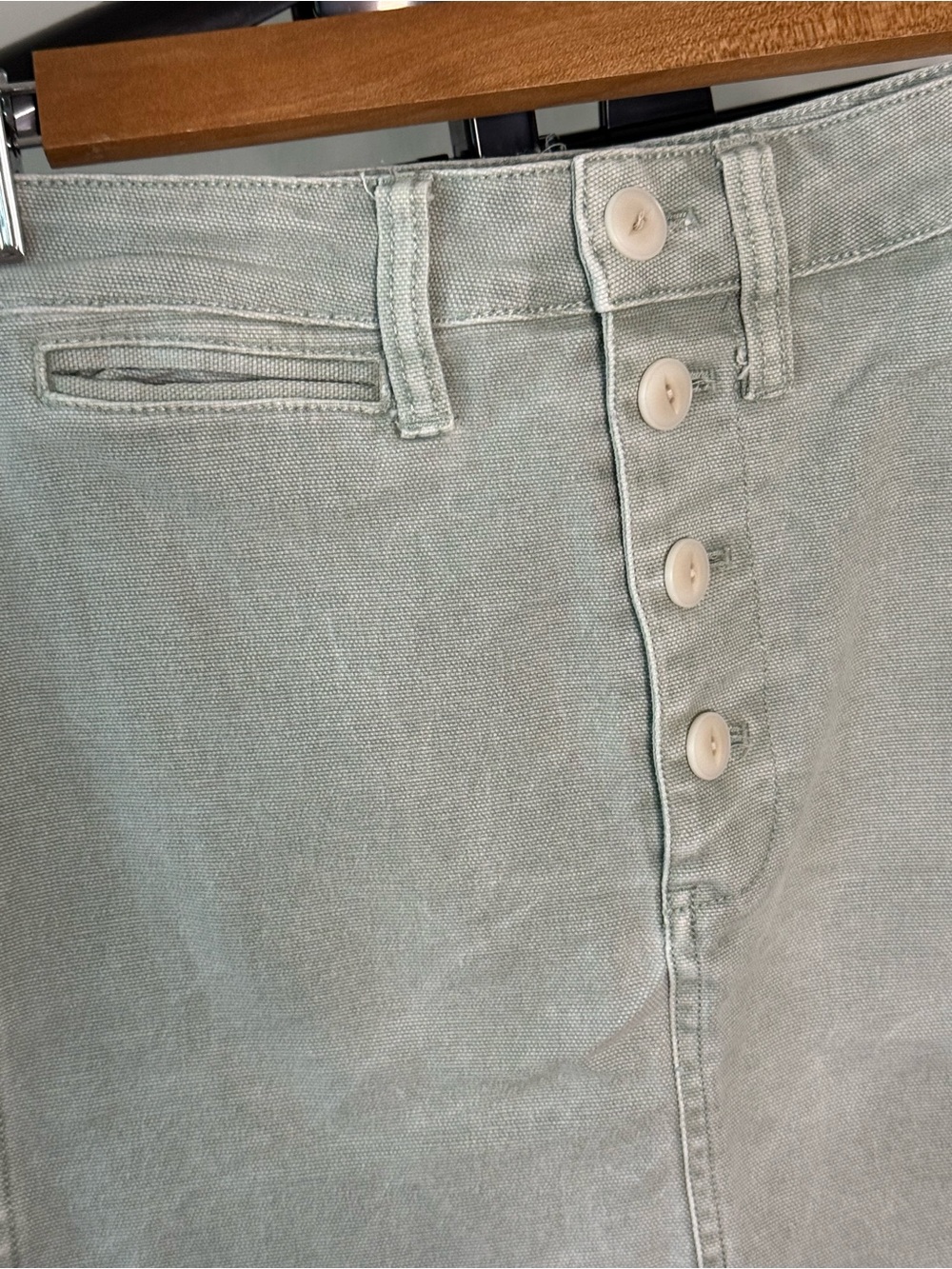Madewell Button-Front Denim Mini Skirt Size 24 – Sage Green - Picture 3 of 9